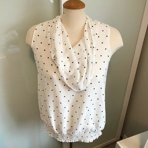 Sleevless Chiffon Cowl Polka Dot Top
